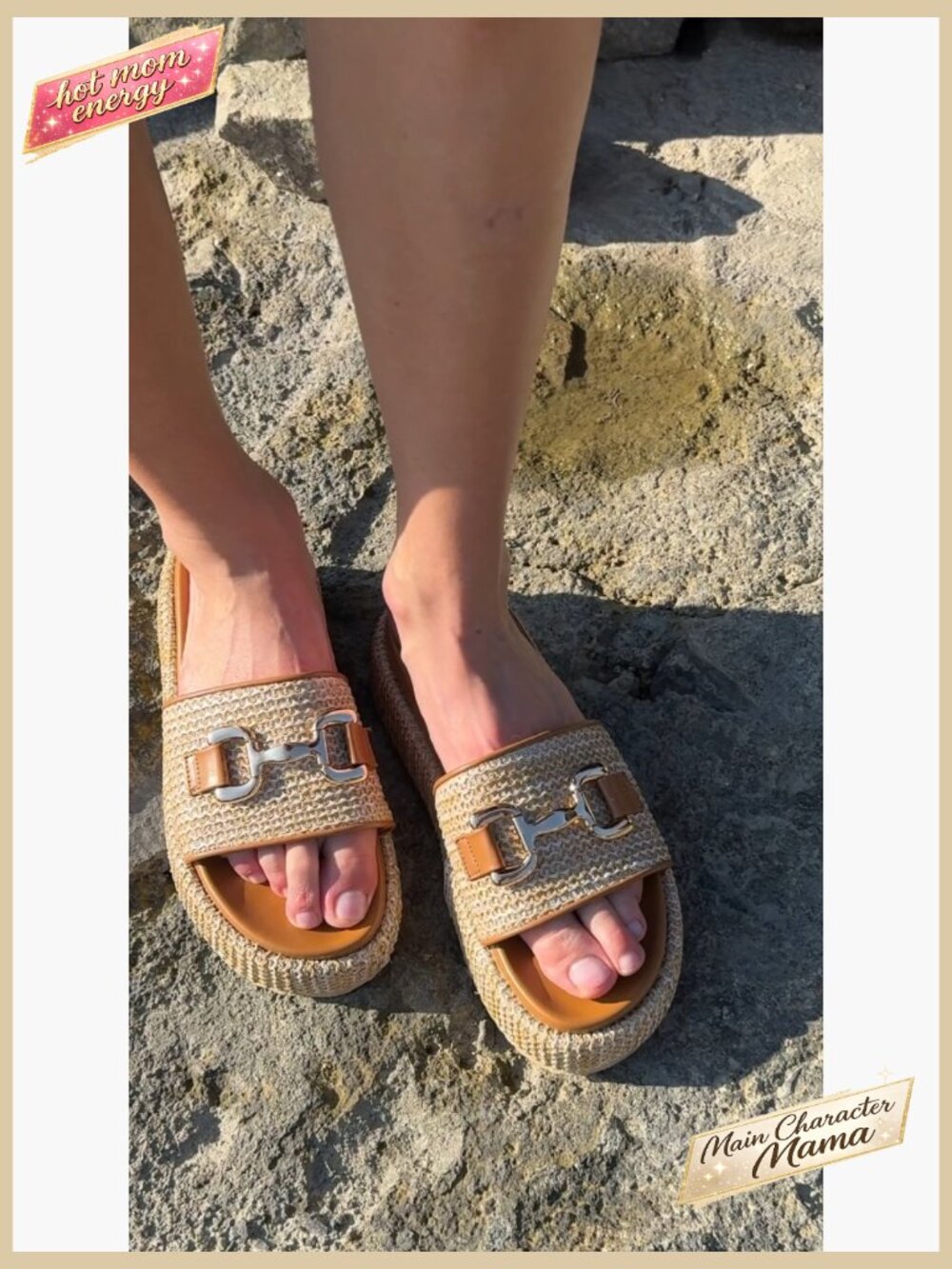 Raffia Platform Sandals Espadrilles Slip On Chain Detail Boho Summer Slide - Picture 6 of 7